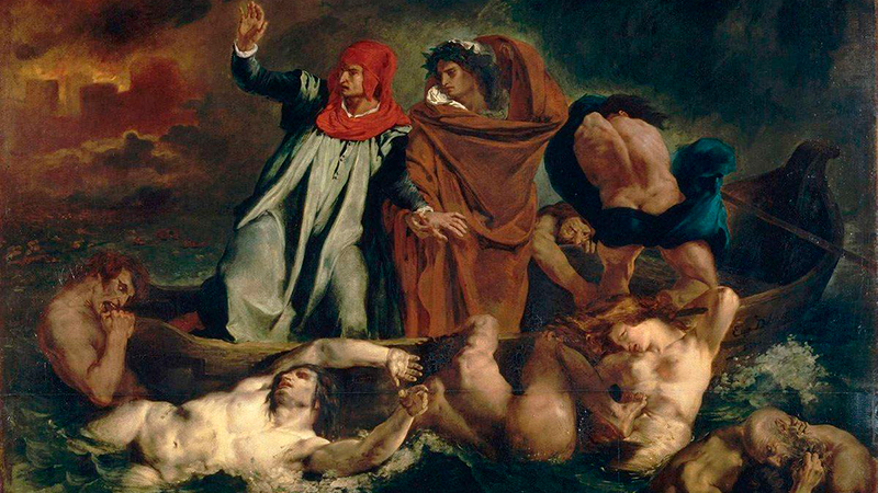Lectura de imagen 4.3. Dante et Virgile dit aussi La barque de Dante por Eugene Delacroix 1822. Musee du Louvre Paris 