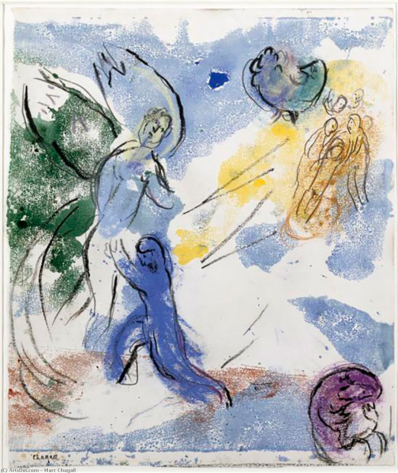 Jacob lucha con el angel por Marc Chagall 1963