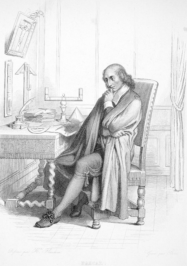 3.2. Blaise Pascal en su escritorio grabado de J. Bein 1844