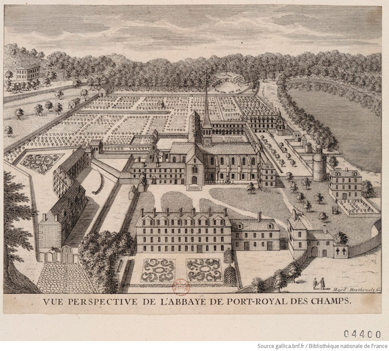 3.3. La abadia de Port Royal des Champs. Grabado de Louise Madeleine Cochin s. XVIII Bibliotheque nationale de France