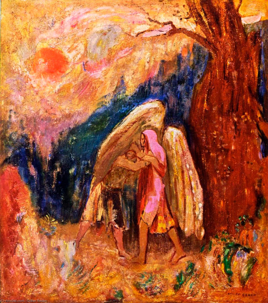 Jacob Wrestling with the Angel por Odilon Redon 1905