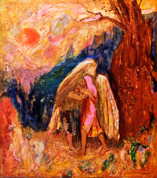 Jacob Wrestling with the Angel por Odilon Redon 1905